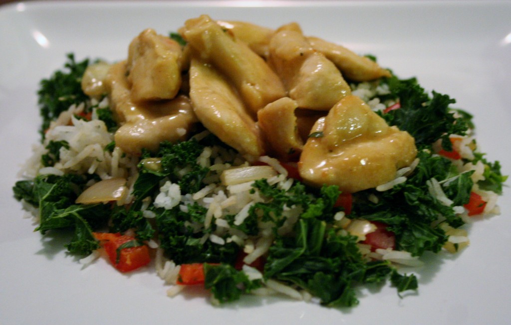 Honey Mustard Chicken with Kale Pilaf