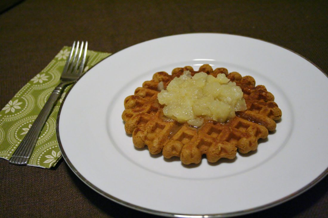 Gingerbread Waffles with Pear Sauce