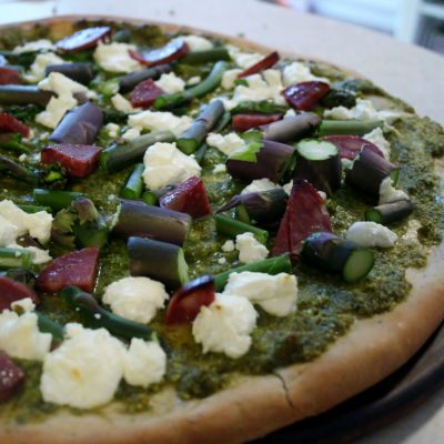 Spring Pizza with Goat Cheese & Asparagus #SundaySupper